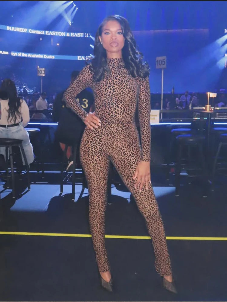 Leopard Mesh Jumpsuit
