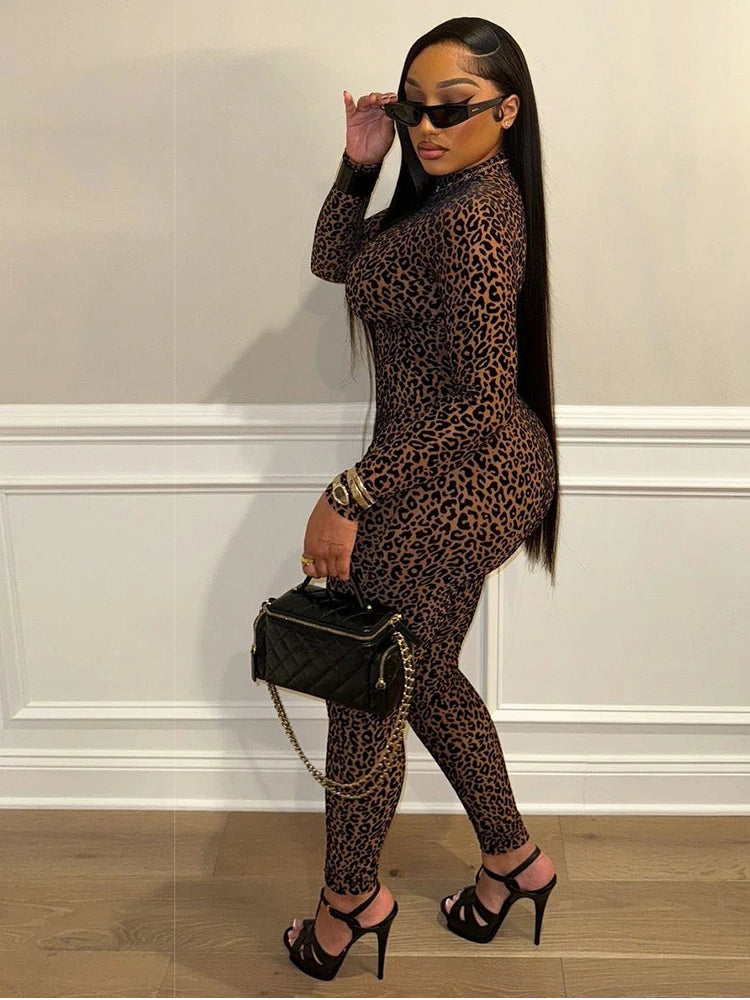 Leopard Mesh Jumpsuit