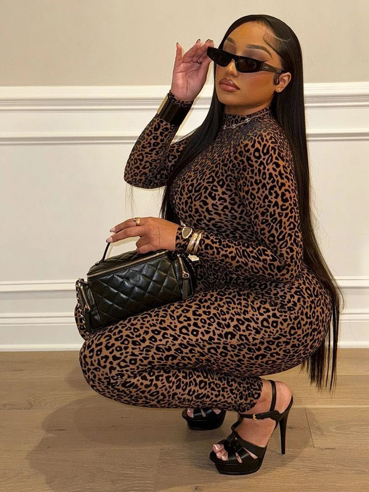 Leopard Mesh Jumpsuit