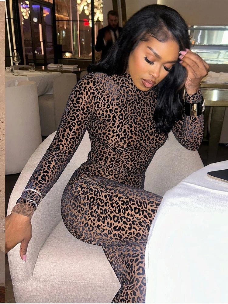 Leopard Mesh Jumpsuit
